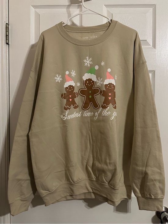 Love Tribe Sweaters - Love Tribe  Beige Holiday Gingerbread Crewneck Sweatshirt